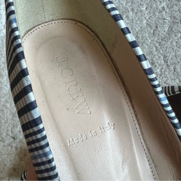 J. Crew Blue and White Heels with Bow and Pointed Toe - Picture 10 of 12